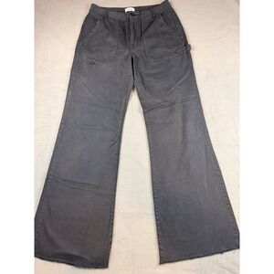 Pistola Penny High Rise Cropped Wide Leg Raw Hem Pant Navy Blue Size 28